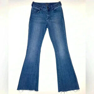 Kendall & Kylie Braided Belt High Waisted Flare Jeans Size- 5